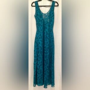 Victoria's Secret Teal Patterned Sheer Slip Nightgown